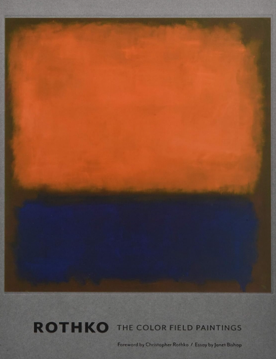 Cover of Rothko, The Color Field Paintings showing a Rothko painting with a larger orange block atop a smaller dark blue block on a brown background